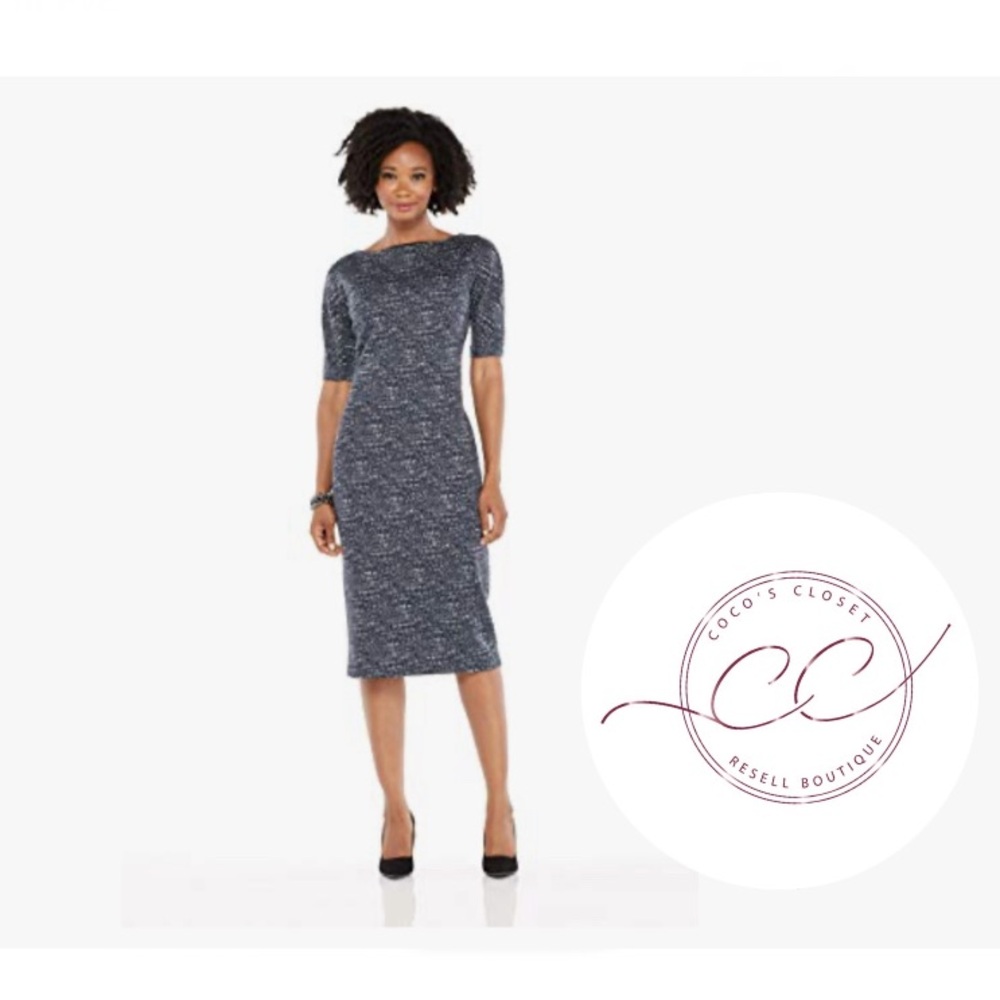 NWT• Jacquard Novelty Sheath with Elbow Sleeve